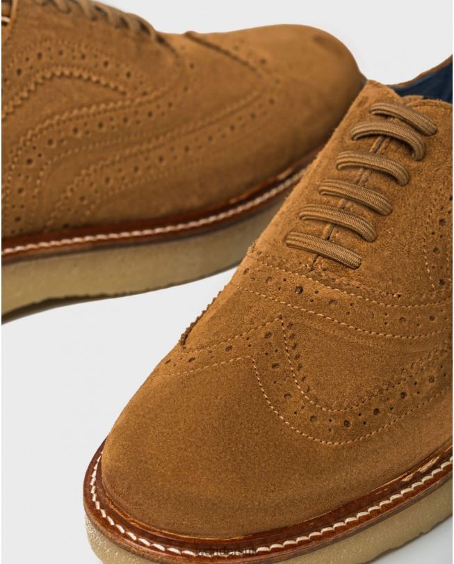 Footwear VZ2PD361 Men Wonders Camel Leather Shoe With Brogue Detail