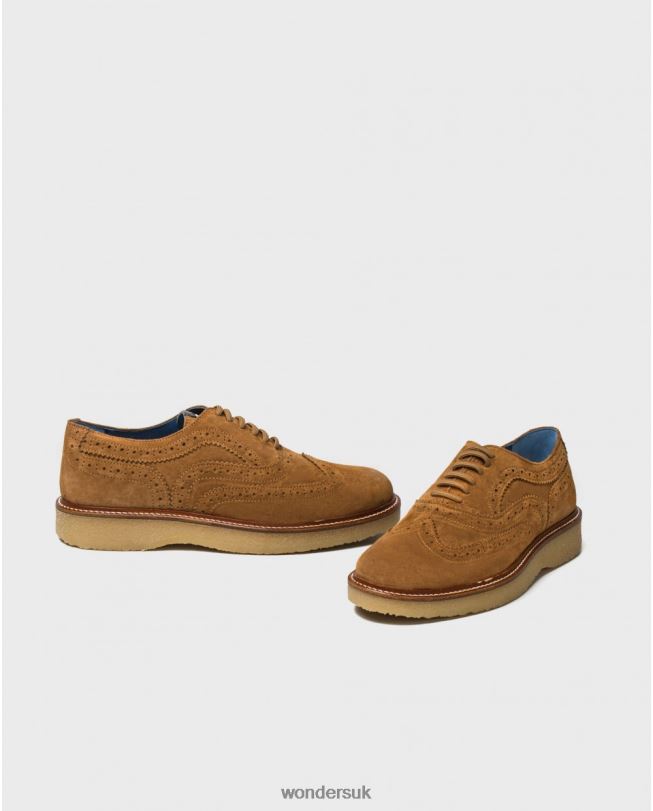 Footwear VZ2PD361 Men Wonders Camel Leather Shoe With Brogue Detail