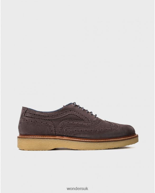 Footwear VZ2PD362 Men Wonders Gris Leather Shoe With Brogue Detail