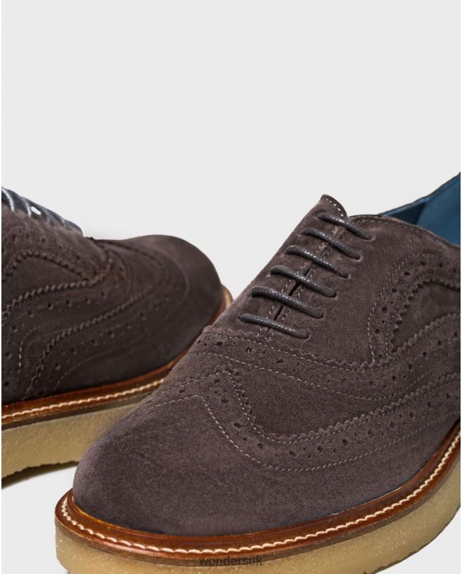 Footwear VZ2PD362 Men Wonders Gris Leather Shoe With Brogue Detail
