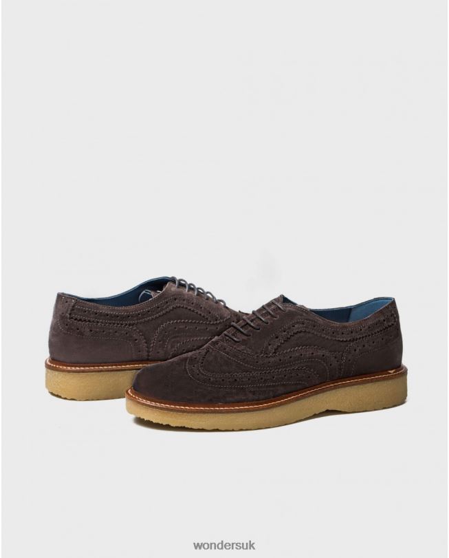 Footwear VZ2PD362 Men Wonders Gris Leather Shoe With Brogue Detail