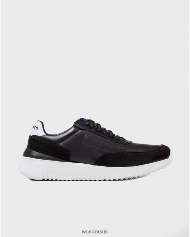 Footwear VZ2PD451 Men Wonders Negro/Off Leather Sneaker With Elastic Closure