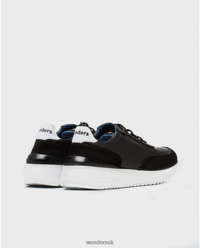 Footwear VZ2PD451 Men Wonders Negro/Off Leather Sneaker With Elastic Closure