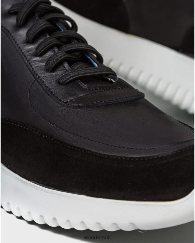Footwear VZ2PD451 Men Wonders Negro/Off Leather Sneaker With Elastic Closure