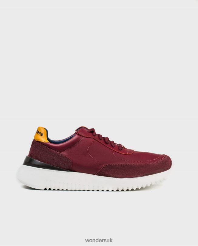 Footwear VZ2PD453 Men Wonders Vino/Musta Leather Sneaker With Elastic Closure