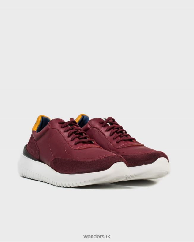 Footwear VZ2PD453 Men Wonders Vino/Musta Leather Sneaker With Elastic Closure