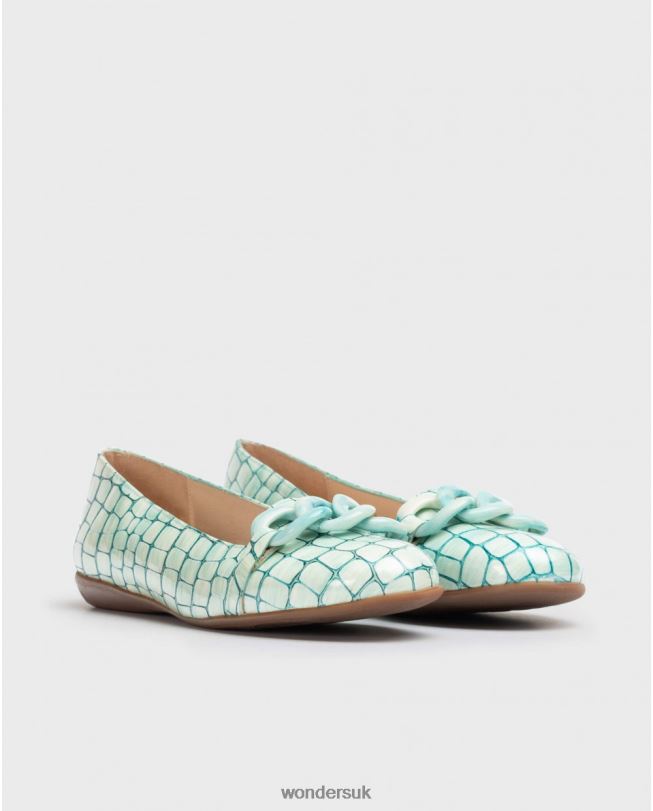Footwear VZ2PD419 Women Wonders Akua Blue Ballet Pumps With Chain