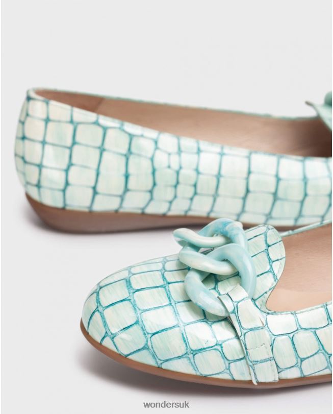 Footwear VZ2PD419 Women Wonders Akua Blue Ballet Pumps With Chain
