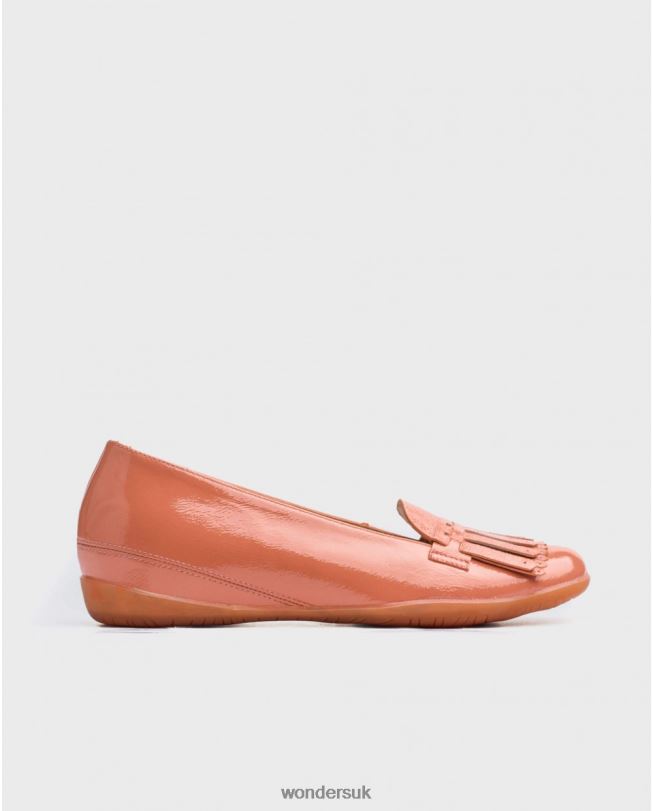 Footwear VZ2PD424 Women Wonders Salmon Leather Ballet Pump With Fringe Detail