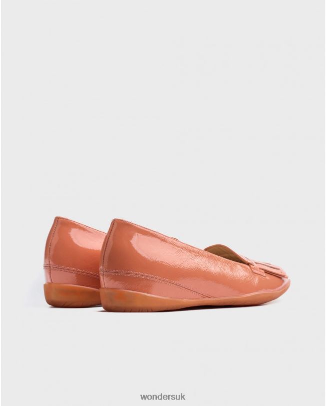 Footwear VZ2PD424 Women Wonders Salmon Leather Ballet Pump With Fringe Detail