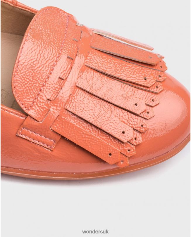 Footwear VZ2PD424 Women Wonders Salmon Leather Ballet Pump With Fringe Detail