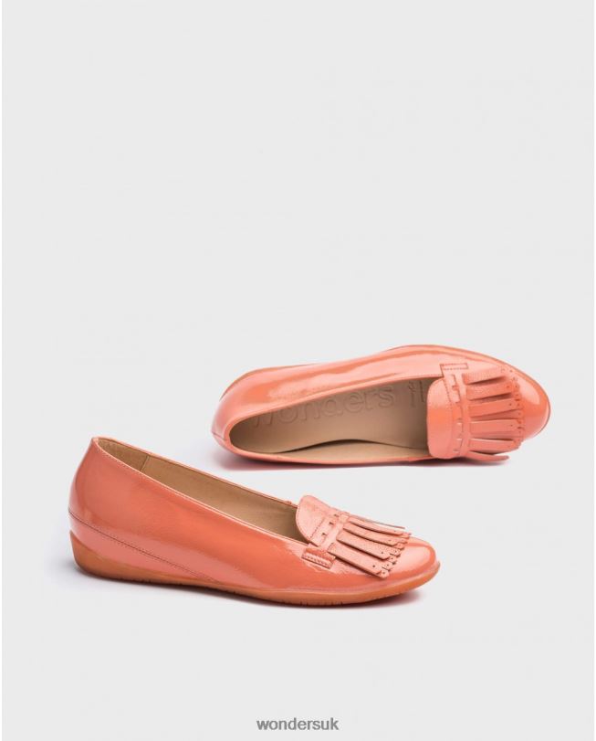 Footwear VZ2PD424 Women Wonders Salmon Leather Ballet Pump With Fringe Detail