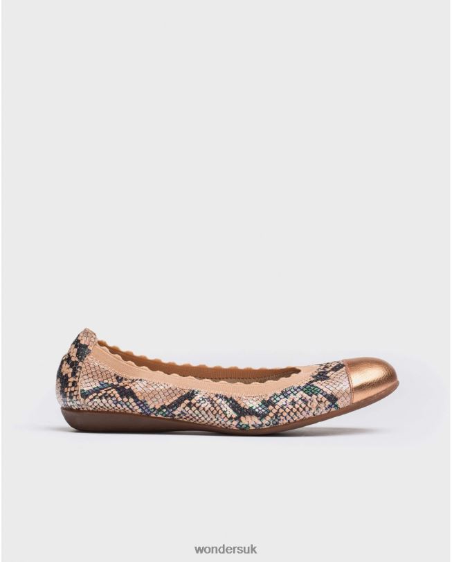 Footwear VZ2PD429 Women Wonders Salmon Elastic Ballerina