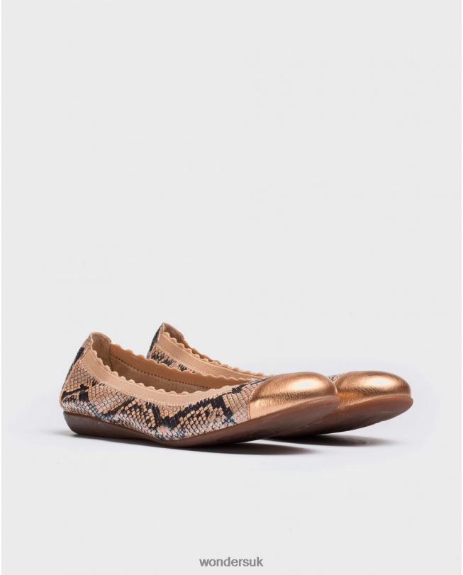 Footwear VZ2PD429 Women Wonders Salmon Elastic Ballerina