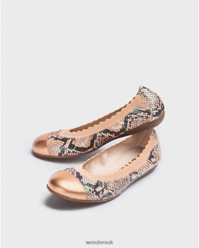 Footwear VZ2PD429 Women Wonders Salmon Elastic Ballerina