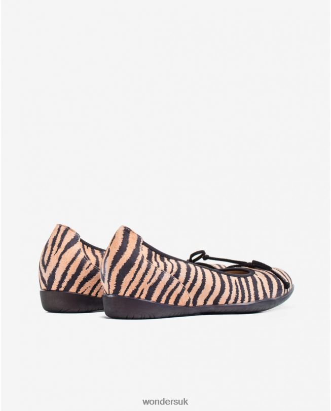 Footwear VZ2PD441 Women Wonders Salmon/Neg Zebra Print Ballet Pump With Bow Detail
