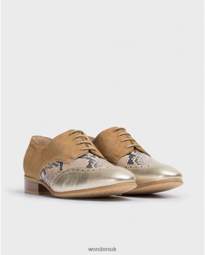 Footwear VZ2PD427 Women Wonders Pla/San/Sa Leather Brogue Shoe