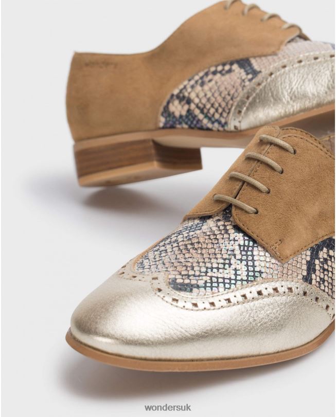 Footwear VZ2PD427 Women Wonders Pla/San/Sa Leather Brogue Shoe