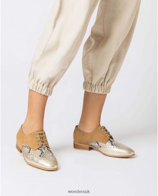 Footwear VZ2PD427 Women Wonders Pla/San/Sa Leather Brogue Shoe