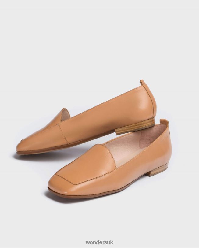 Footwear VZ2PD428 Women Wonders Sand Flat Leather Shoe