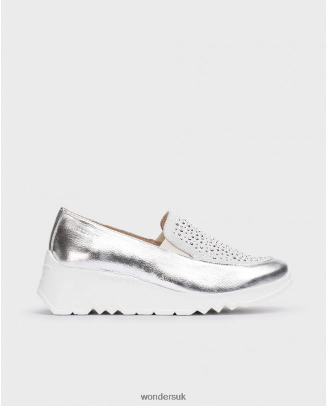 Footwear VZ2PD233 Women Wonders Plata/Blan Silver Harrison Moccasin