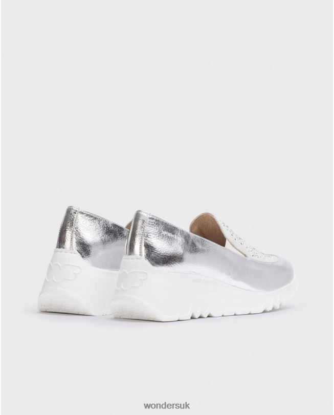 Footwear VZ2PD233 Women Wonders Plata/Blan Silver Harrison Moccasin