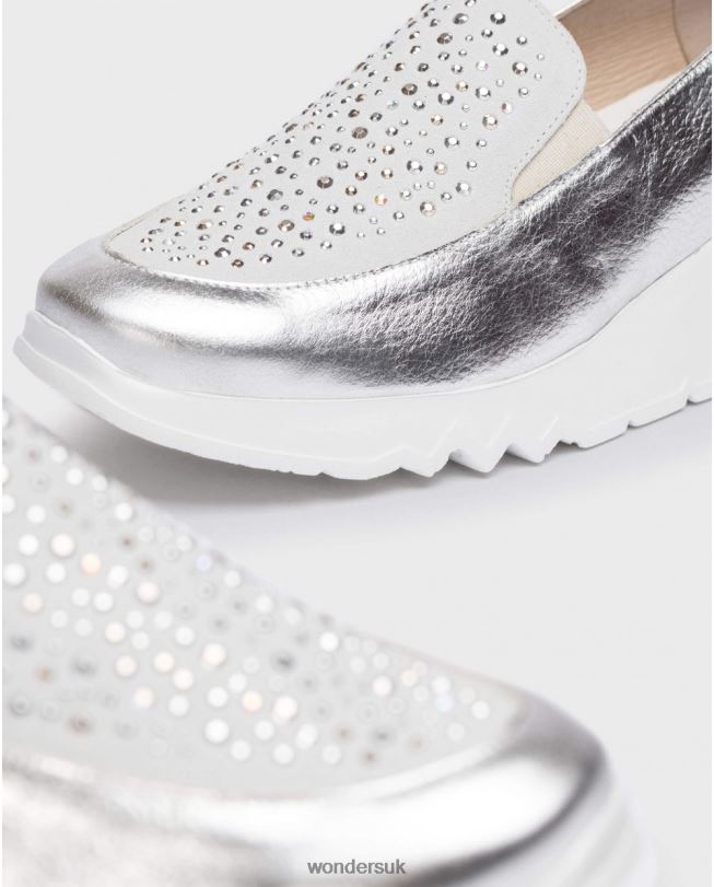 Footwear VZ2PD233 Women Wonders Plata/Blan Silver Harrison Moccasin