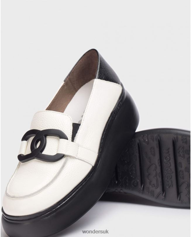 Footwear VZ2PD240 Women Wonders Milk/Negro White Begin Moccasin