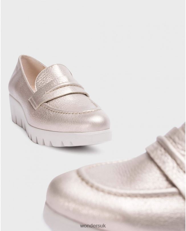 Footwear VZ2PD263 Women Wonders Platino Gold Rings Moccasin