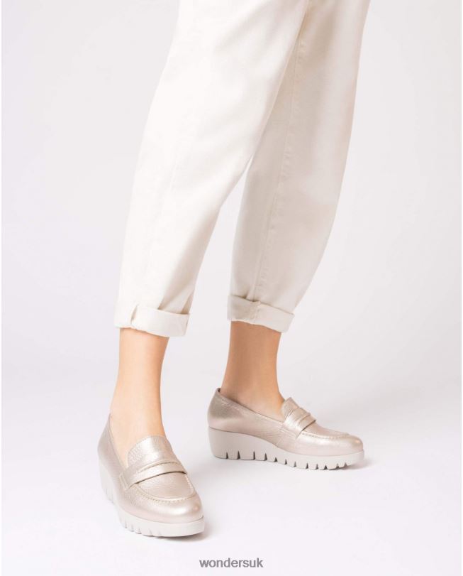 Footwear VZ2PD263 Women Wonders Platino Gold Rings Moccasin