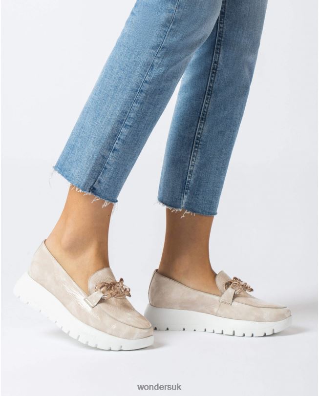 Footwear VZ2PD298 Women Wonders Taupe Brown Rose Moccasin