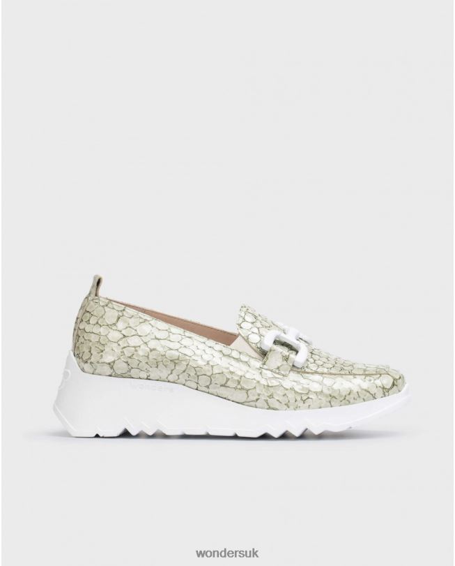 Footwear VZ2PD329 Women Wonders Oil Green Social Moccasin