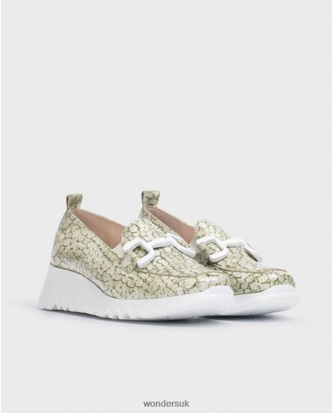 Footwear VZ2PD329 Women Wonders Oil Green Social Moccasin