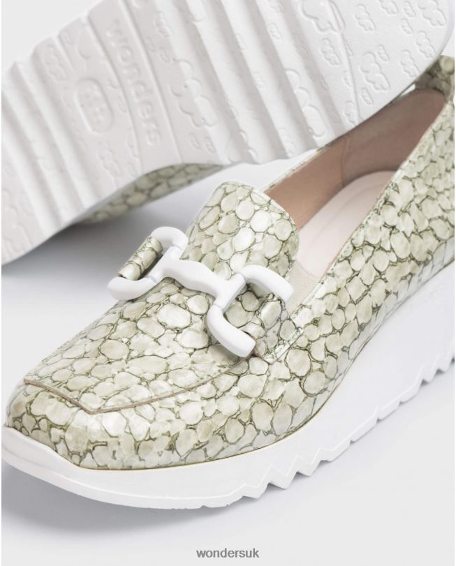 Footwear VZ2PD329 Women Wonders Oil Green Social Moccasin