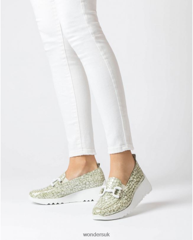 Footwear VZ2PD329 Women Wonders Oil Green Social Moccasin