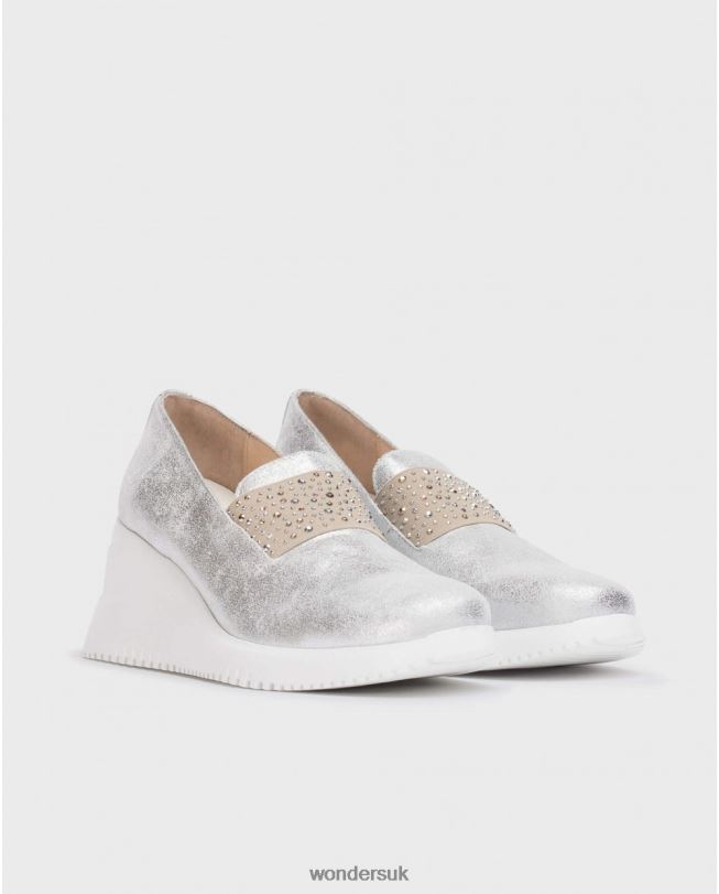Footwear VZ2PD67 Women Wonders Plata Silver Bone Moccasin