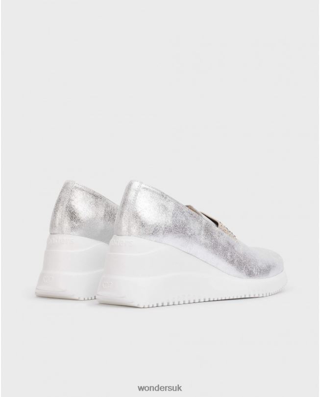 Footwear VZ2PD67 Women Wonders Plata Silver Bone Moccasin