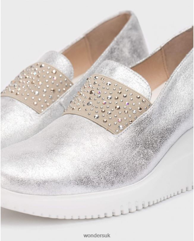 Footwear VZ2PD67 Women Wonders Plata Silver Bone Moccasin