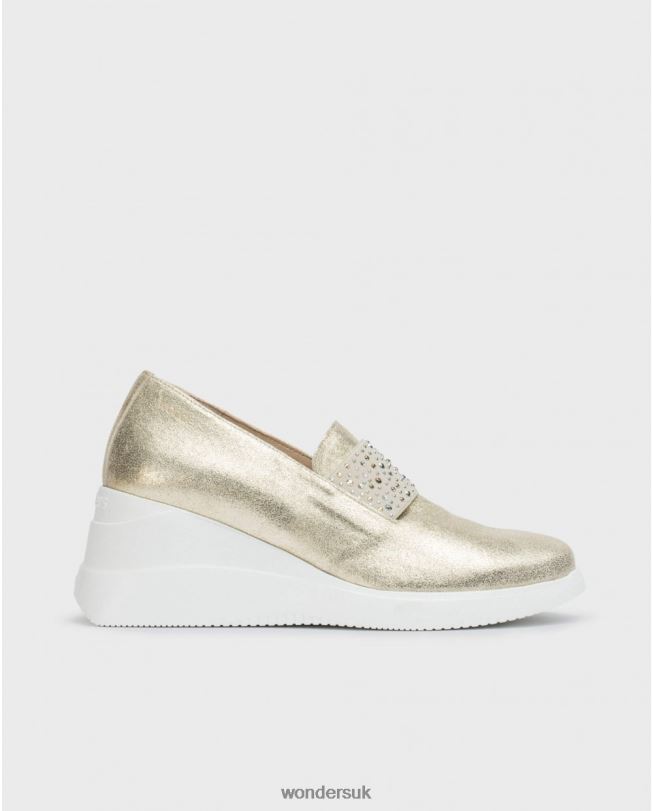 Footwear VZ2PD68 Women Wonders Platino Gold Bone Moccasin