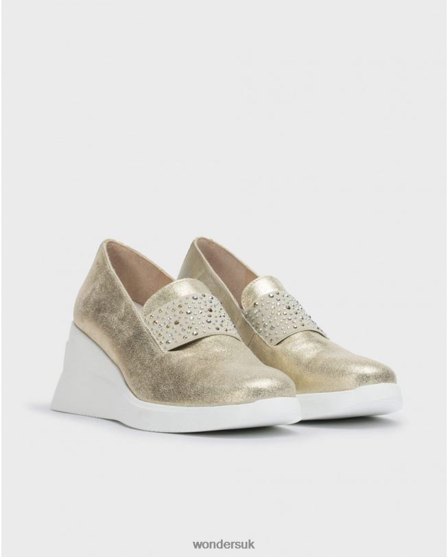 Footwear VZ2PD68 Women Wonders Platino Gold Bone Moccasin