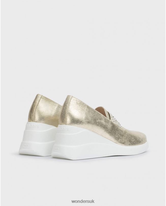 Footwear VZ2PD68 Women Wonders Platino Gold Bone Moccasin