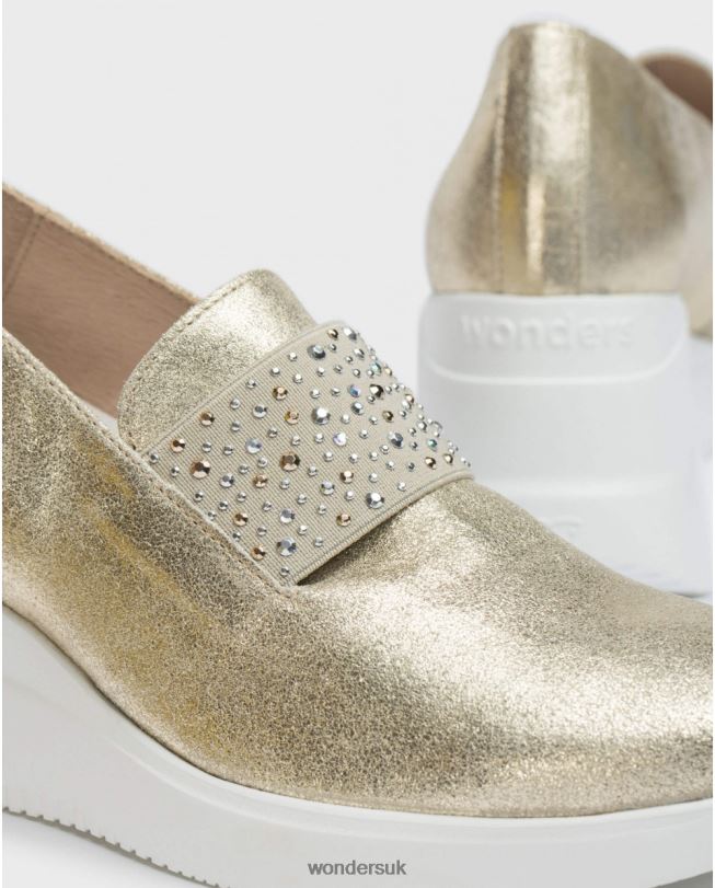 Footwear VZ2PD68 Women Wonders Platino Gold Bone Moccasin