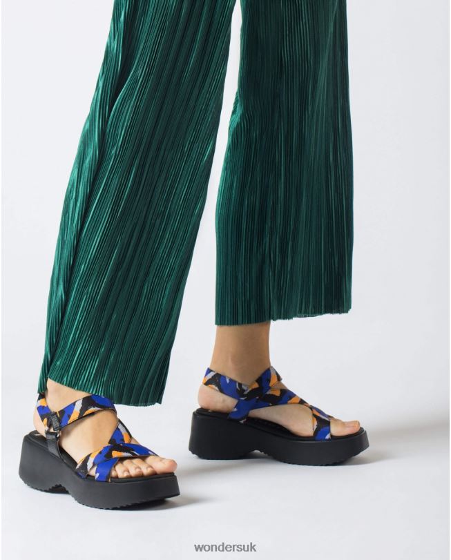 Footwear VZ2PD286 Women Wonders Azul/Negro Blue Lisa Sandal