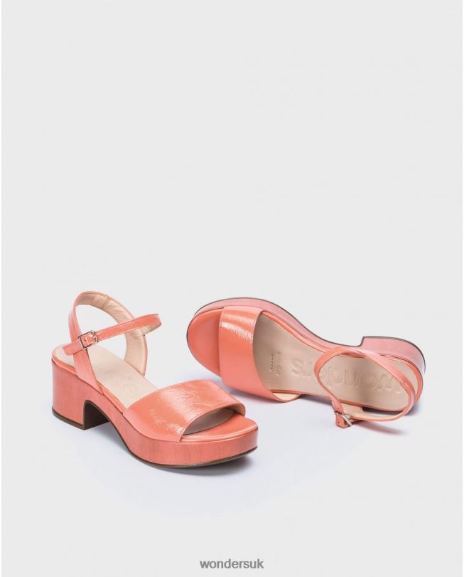 Footwear VZ2PD347 Women Wonders Salmon Leather Wedge Sandal