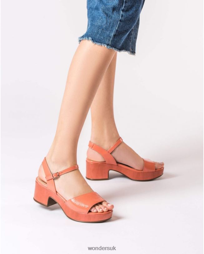 Footwear VZ2PD347 Women Wonders Salmon Leather Wedge Sandal