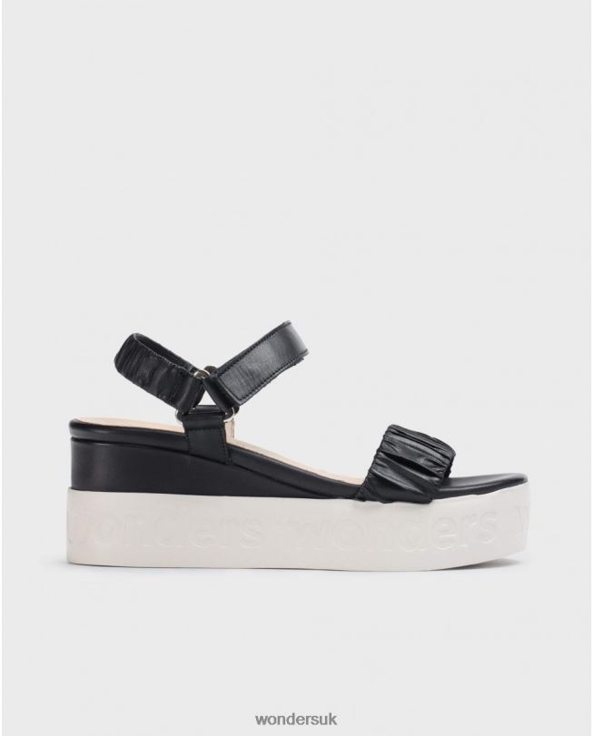 Footwear VZ2PD406 Women Wonders Negro Black Skin Sandal