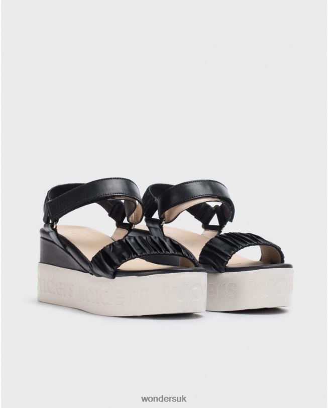 Footwear VZ2PD406 Women Wonders Negro Black Skin Sandal