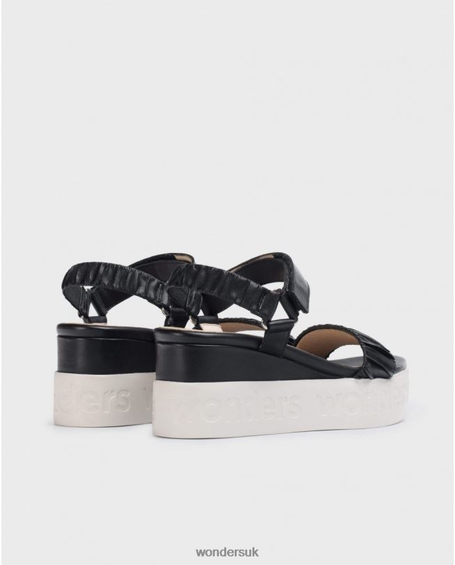 Footwear VZ2PD406 Women Wonders Negro Black Skin Sandal