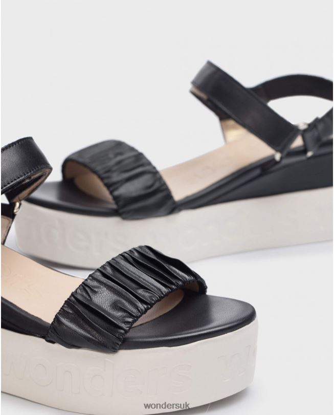 Footwear VZ2PD406 Women Wonders Negro Black Skin Sandal