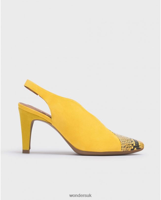 Footwear VZ2PD413 Women Wonders Lemon/Amar V-Cut Leather Court Shoe